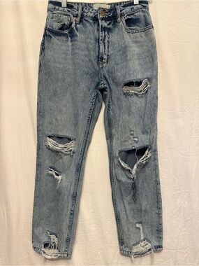 Dear John Jeans Size 26 Distressed Acid Wash High Rise Cropped Straight Jeans
